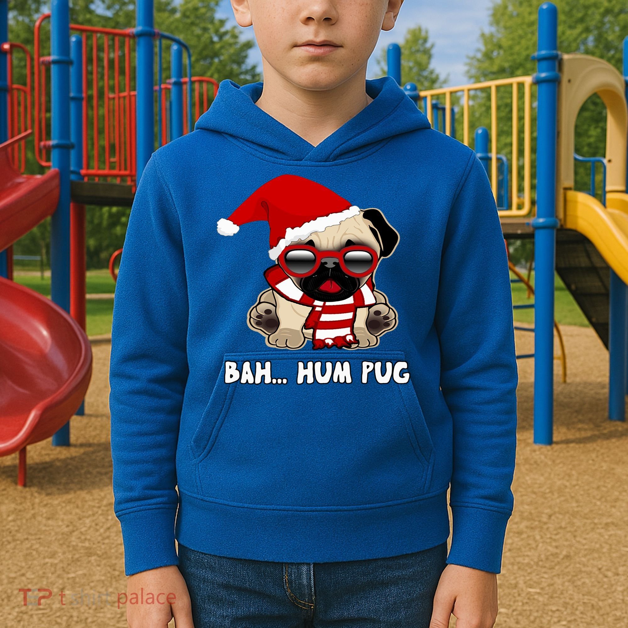 Bah Hum Pug Christmas Great Gift Kids Hoodie