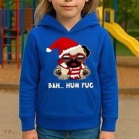 Bah Hum Pug Christmas Great Gift Kids Hoodie thumb 3