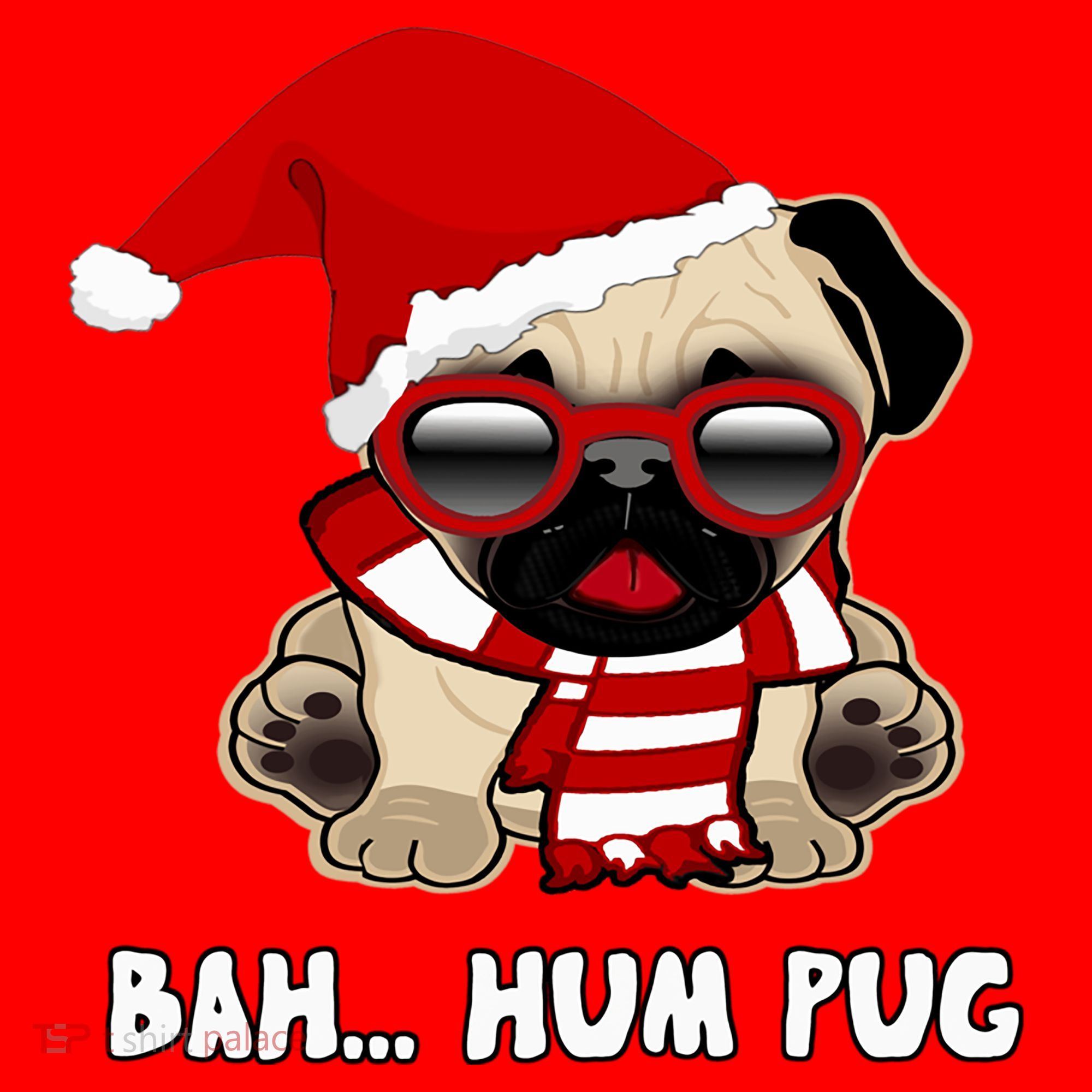 Bah Hum Pug Christmas Great Gift Santa Hat