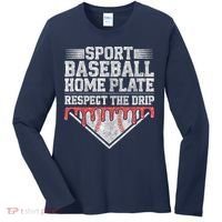 Baseball Home Plate Drip For Who Respect The Drip Ice Cream Women's Long Sleeve Shirt thumb 0