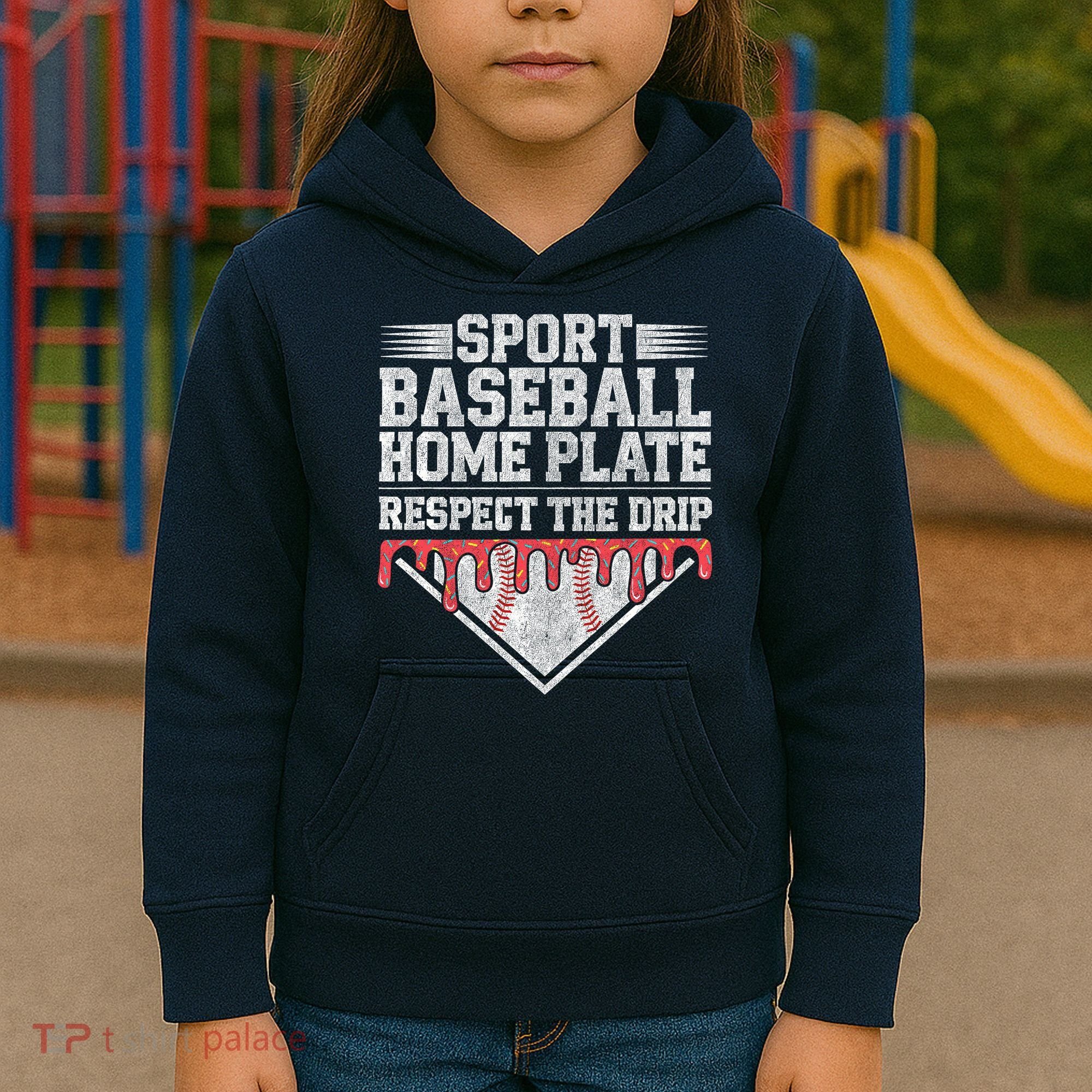 Baseball Home Plate Drip For Who Respect The Drip Ice Cream Kids Hoodie