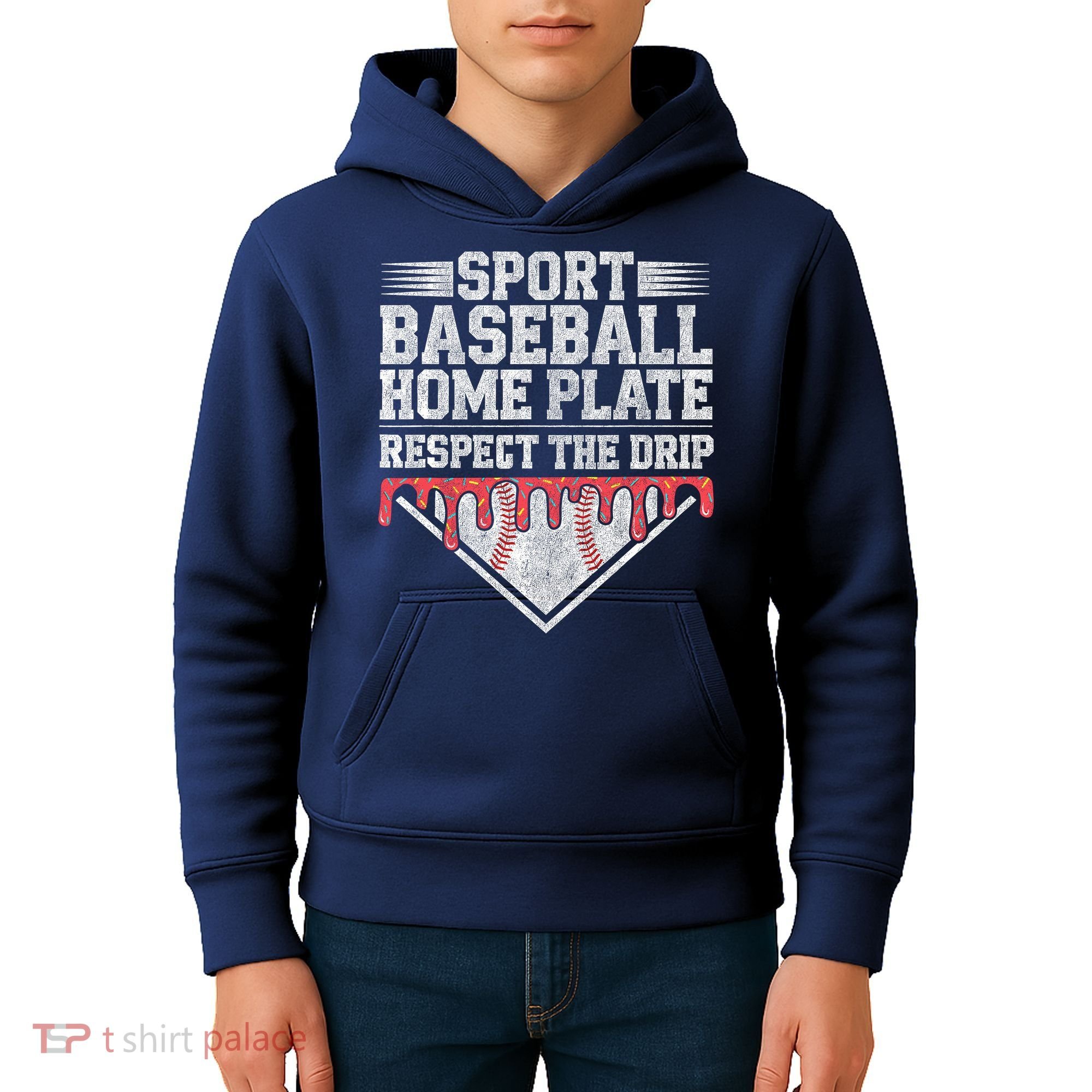 Baseball Home Plate Drip For Who Respect The Drip Ice Cream Kids Hoodie