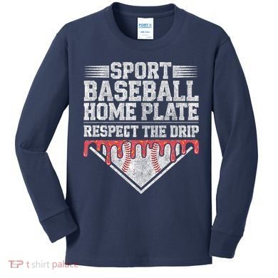 Baseball Home Plate Drip For Who Respect The Drip Ice Cream Kids Long Sleeve Shirt
