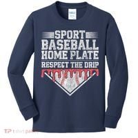 Baseball Home Plate Drip For Who Respect The Drip Ice Cream Kids Long Sleeve Shirt thumb 0