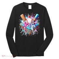 Baseball Home Plate Ice Cream Drip Fun Sports Lover Long Sleeve Shirt thumb 0