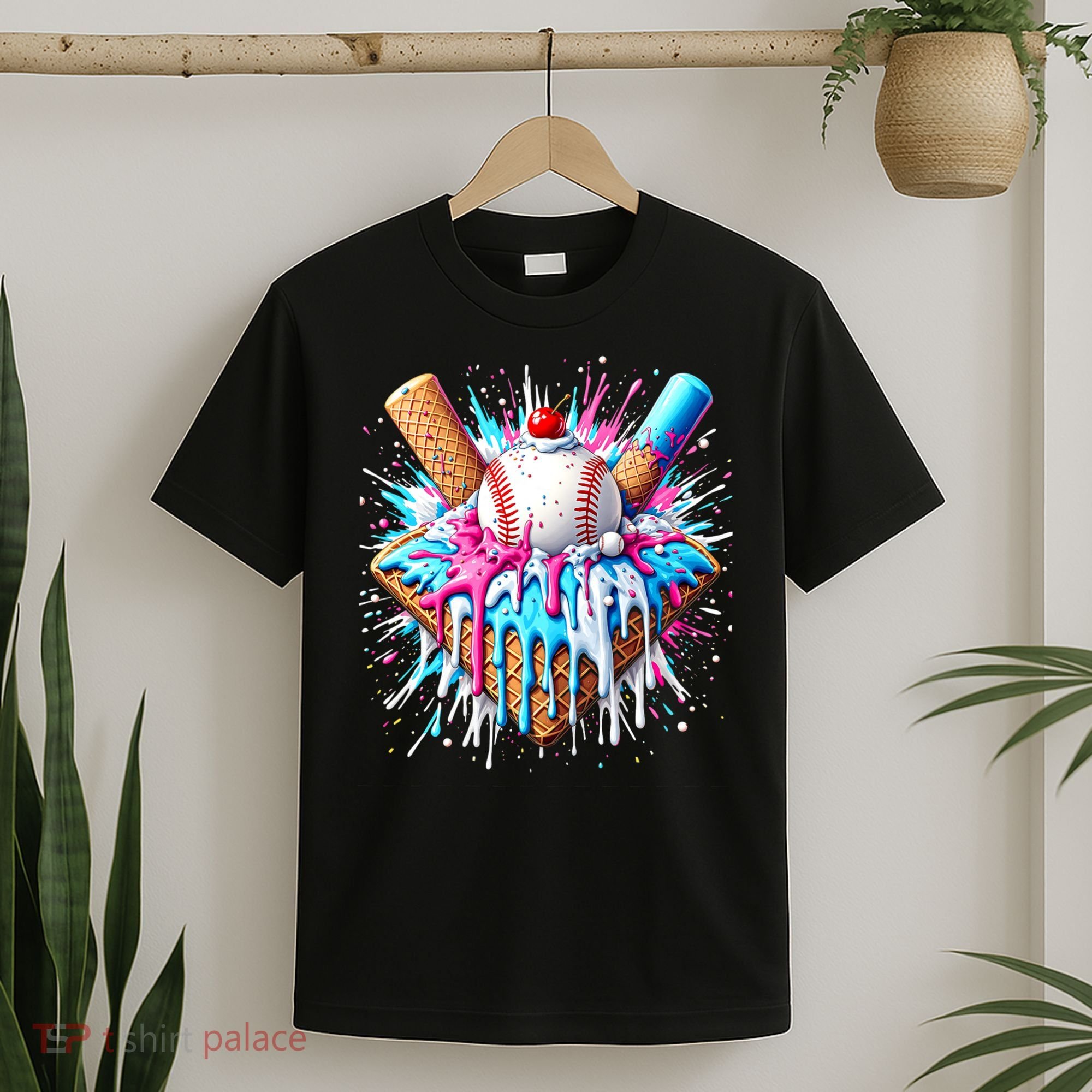 Baseball Home Plate Ice Cream Drip Fun Sports Lover T-Shirt