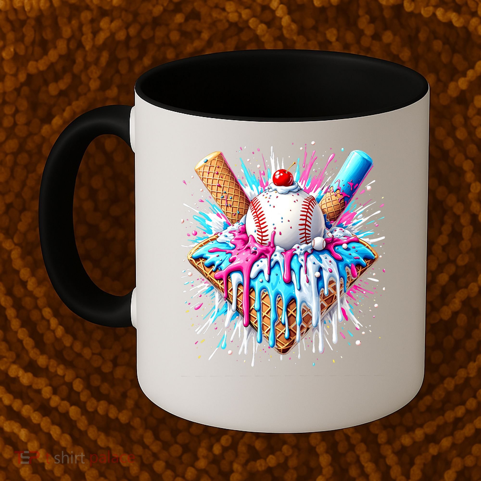 Baseball Home Plate Ice Cream Drip Fun Sports Lover Coffee Mug