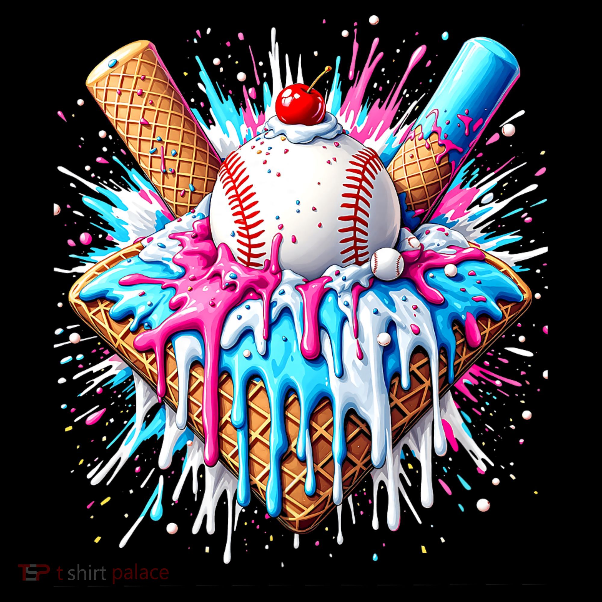 Baseball Home Plate Ice Cream Drip Fun Sports Lover Coffee Mug