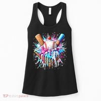 Baseball Home Plate Ice Cream Drip Fun Sports Lover Women's Tank Top thumb 0