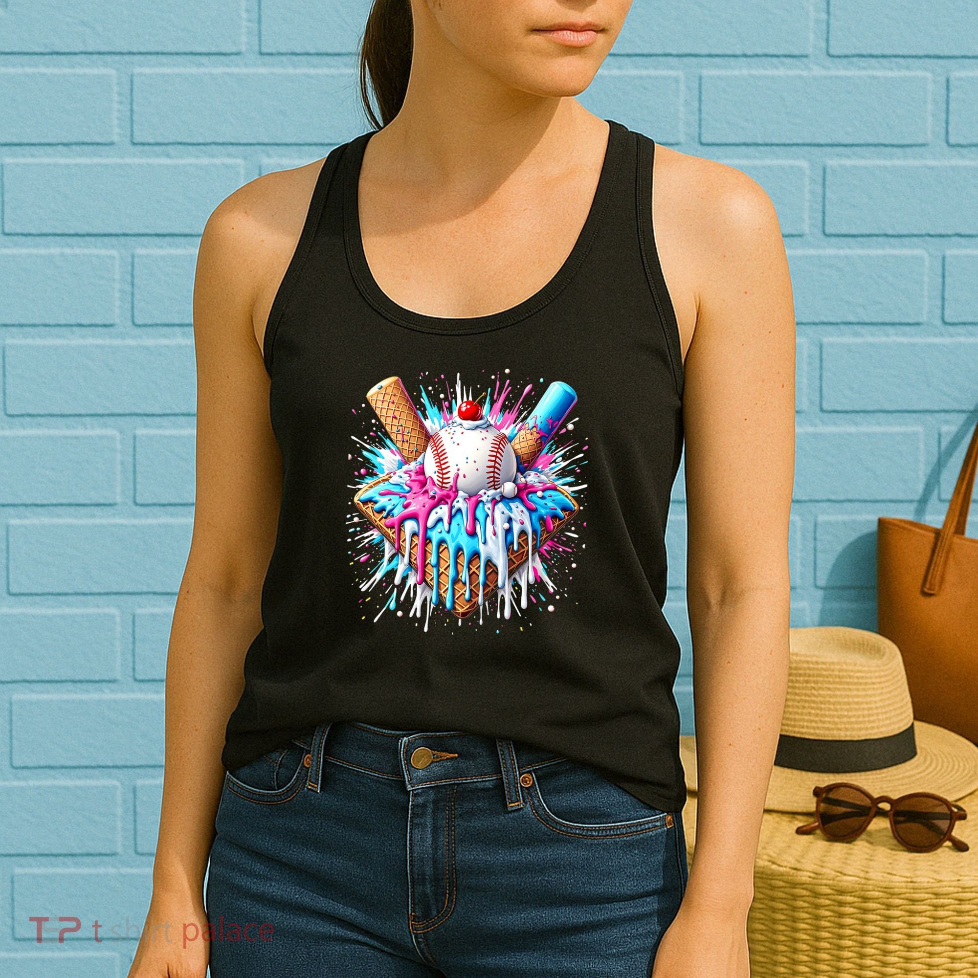 Baseball Home Plate Ice Cream Drip Fun Sports Lover Women's Tank Top