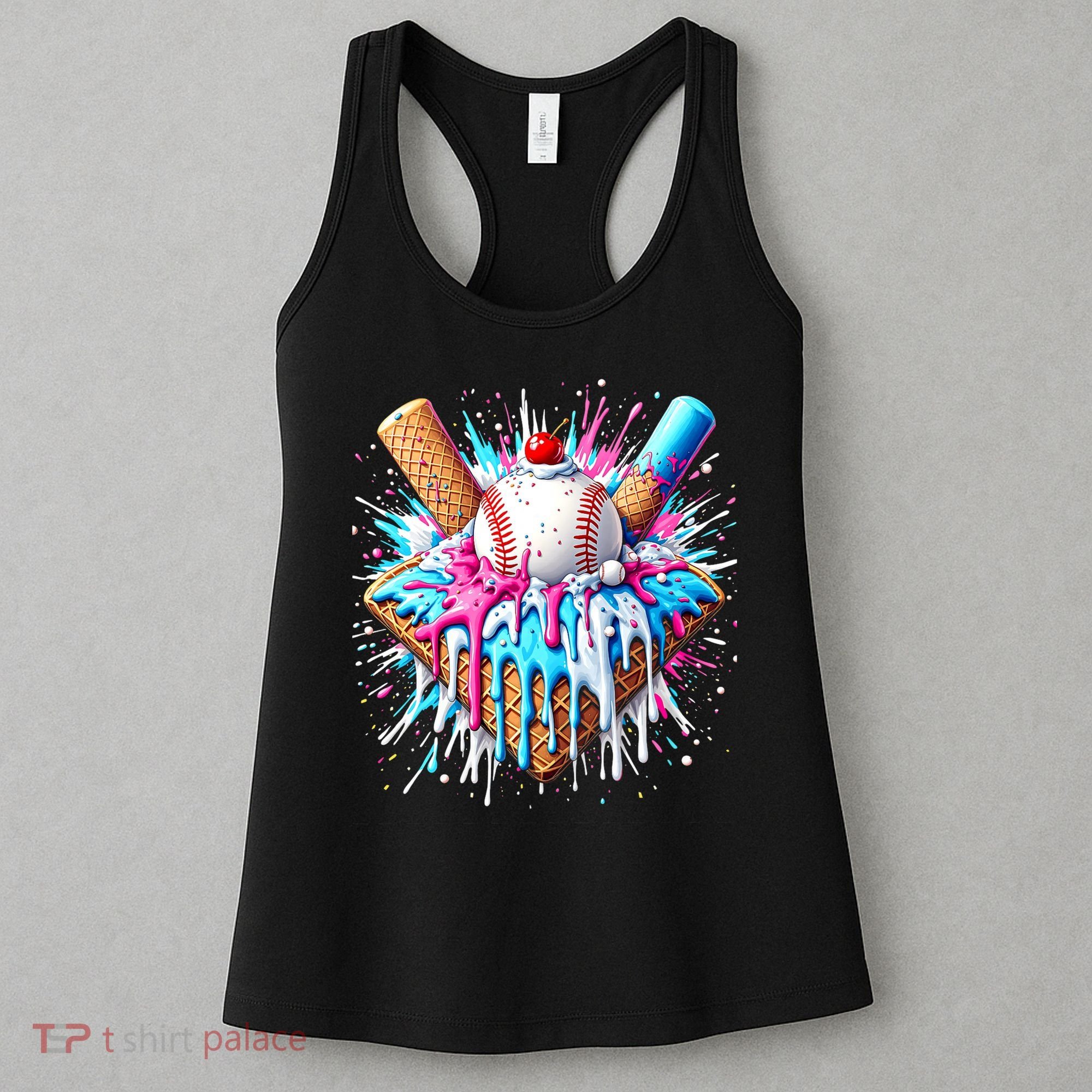 Baseball Home Plate Ice Cream Drip Fun Sports Lover Women's Tank Top