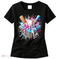 Baseball Home Plate Ice Cream Drip Fun Sports Lover Women's T-Shirt thumb 0