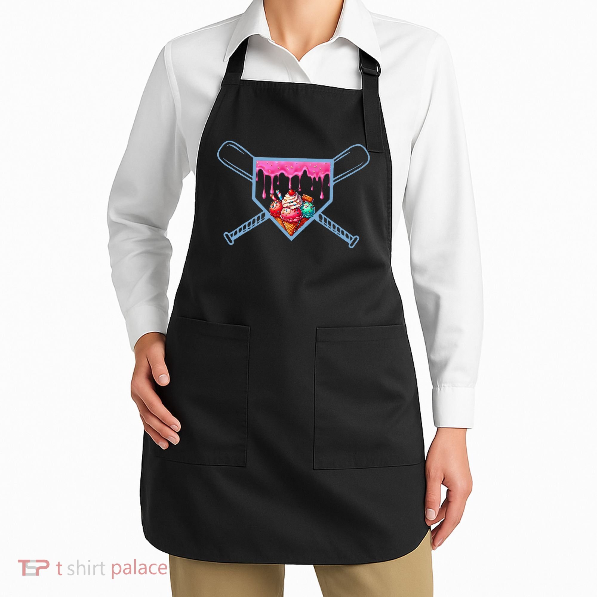 B.A.S.E.B.A.L.L Home Plate Social Club For Boy Ice Cream Drip Apron