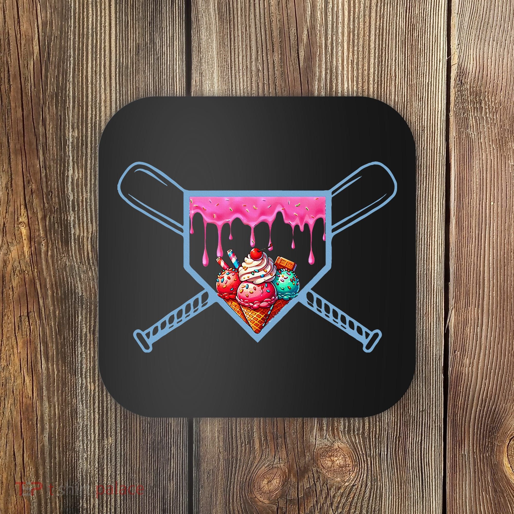 B.A.S.E.B.A.L.L Home Plate Social Club For Boy Ice Cream Drip Coaster