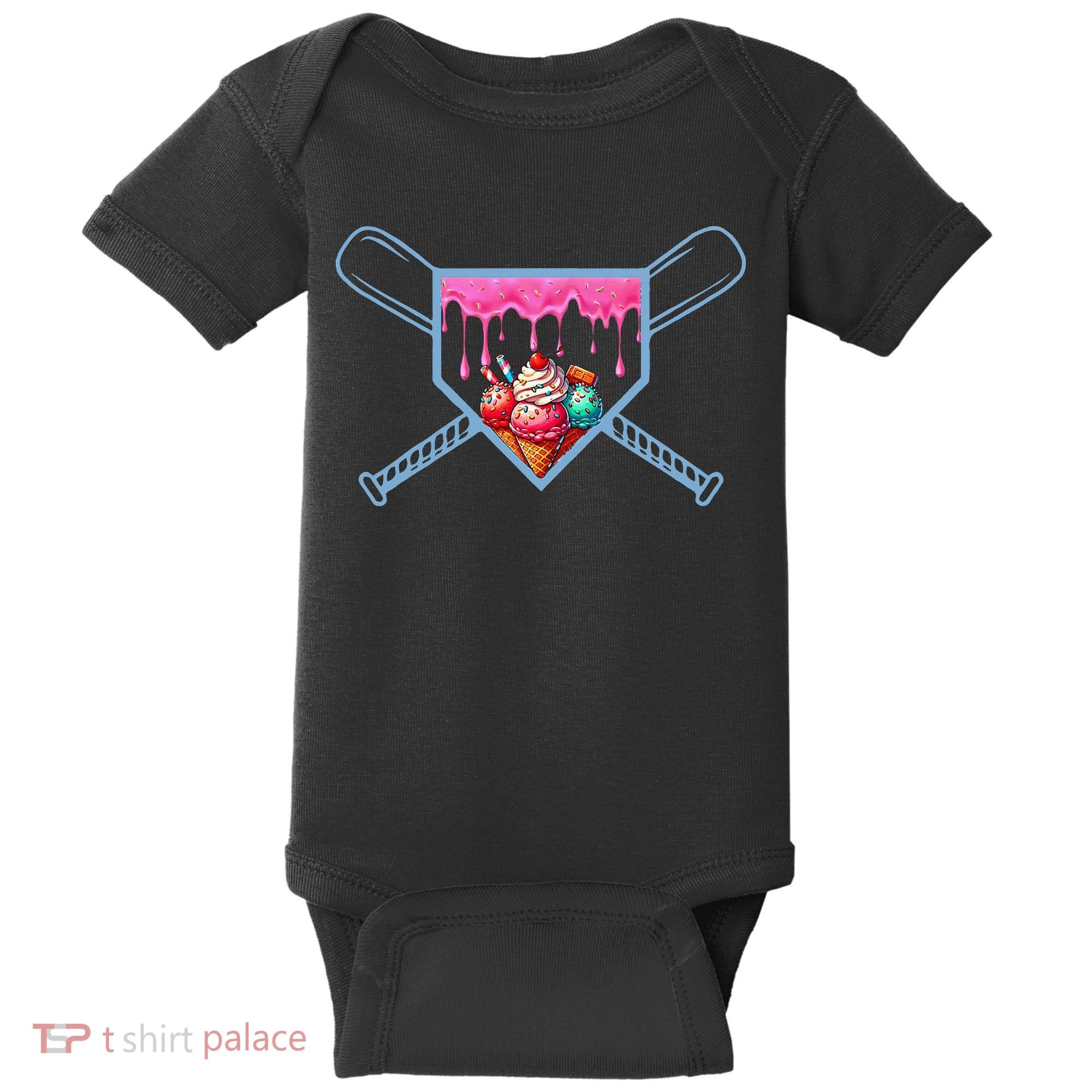 B.A.S.E.B.A.L.L Home Plate Social Club For Boy Ice Cream Drip Baby Bodysuit