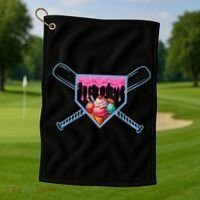 B.A.S.E.B.A.L.L Home Plate Social Club For Boy Ice Cream Drip Golf Towel thumb 1