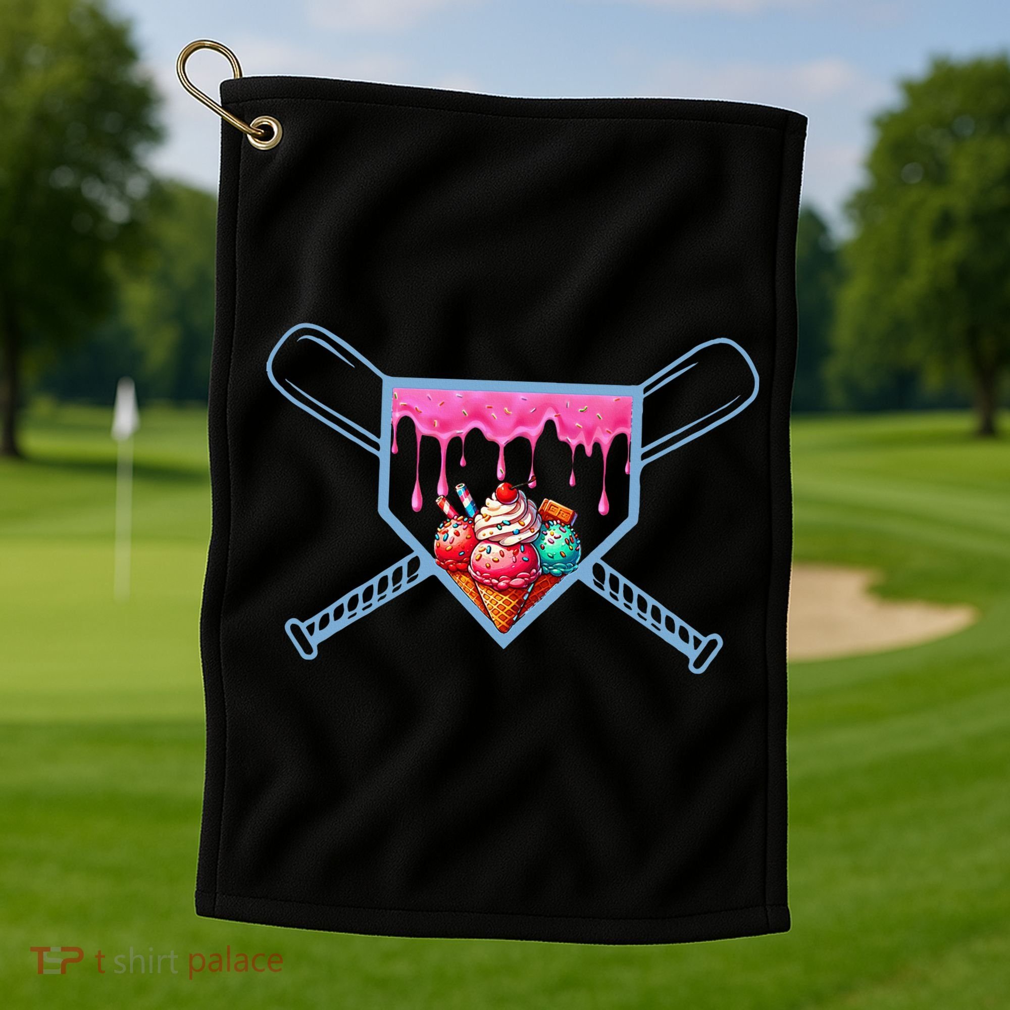 B.A.S.E.B.A.L.L Home Plate Social Club For Boy Ice Cream Drip Golf Towel