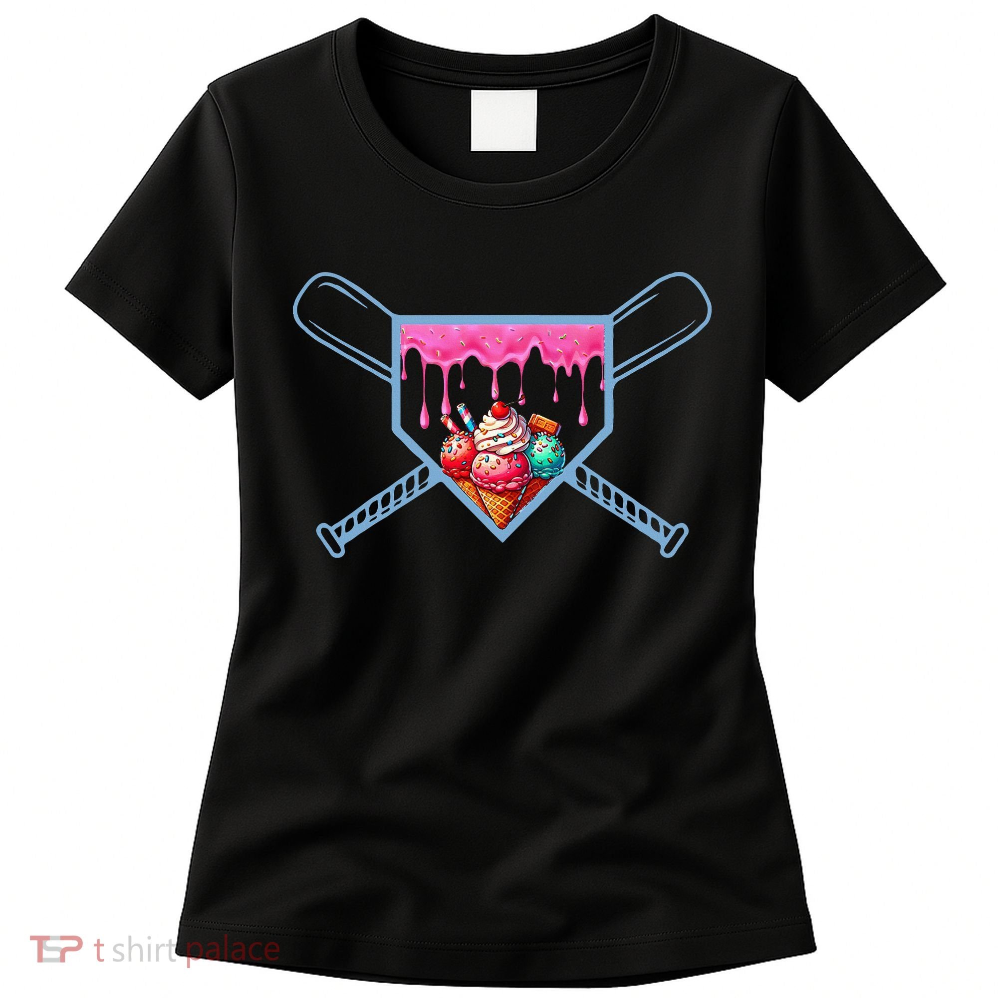 B.A.S.E.B.A.L.L Home Plate Social Club For Boy Ice Cream Drip Women's T-Shirt