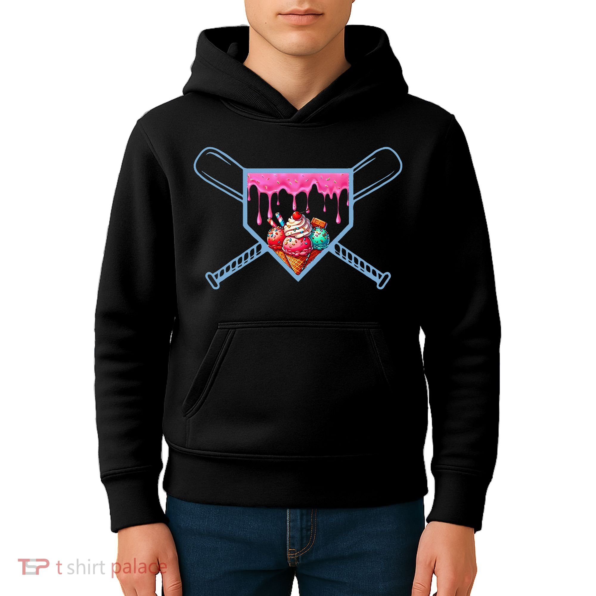 B.A.S.E.B.A.L.L Home Plate Social Club For Boy Ice Cream Drip Kids Hoodie