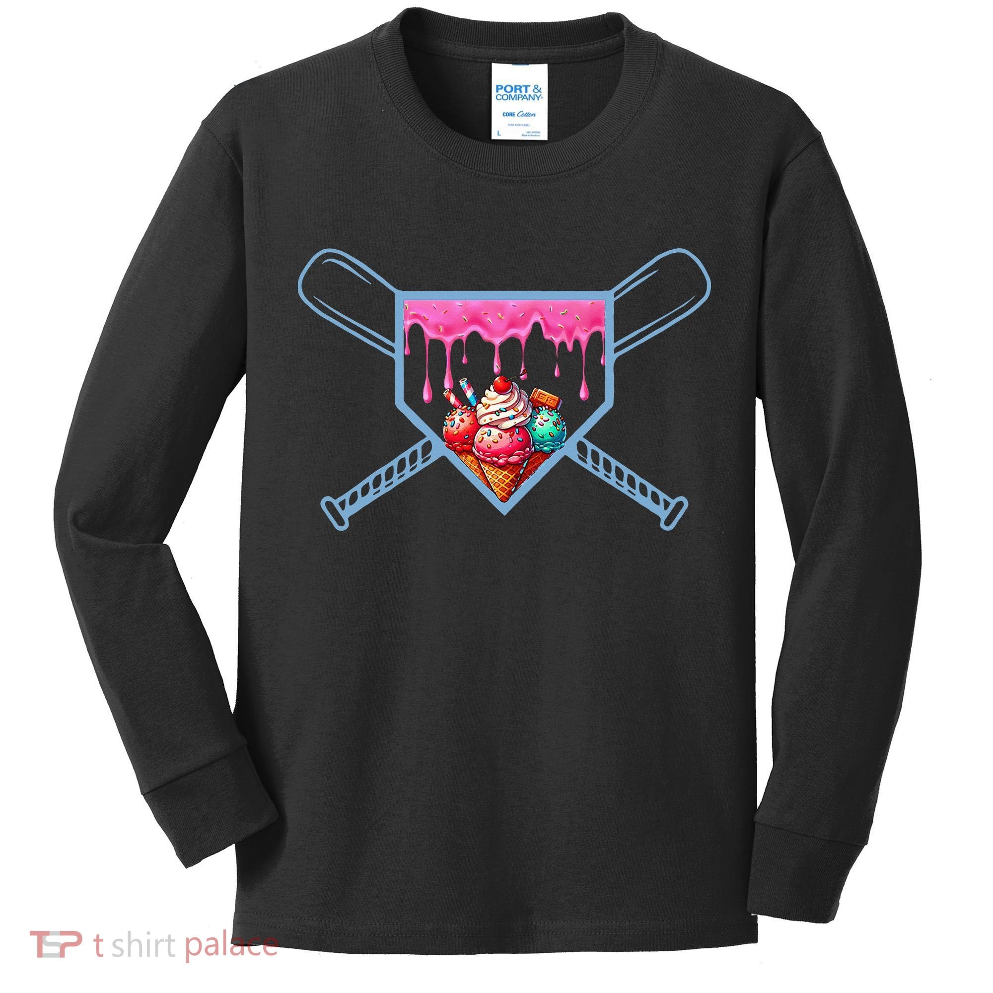 B.A.S.E.B.A.L.L Home Plate Social Club For Boy Ice Cream Drip Kids Long Sleeve Shirt