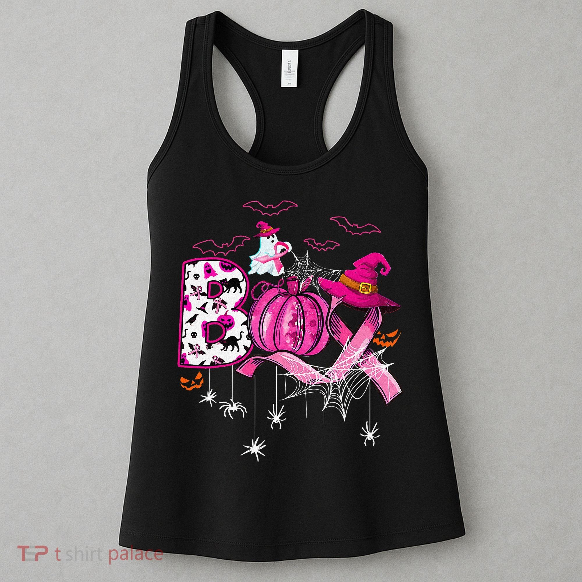 Boo Halloween Pumpkin P.Ink Ribbon Witch Breast Cancer Gift Women's Tank Top
