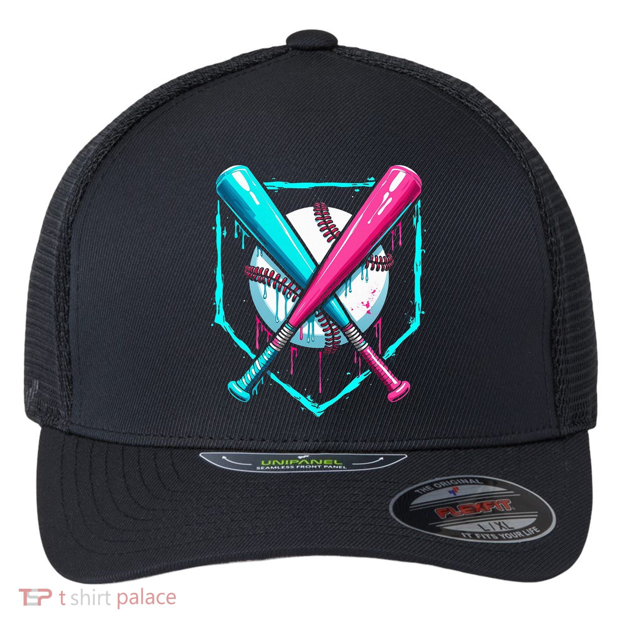 B.A.S.E.B.A.L.L Home Plate Drip Flexfit Unipanel Trucker Cap