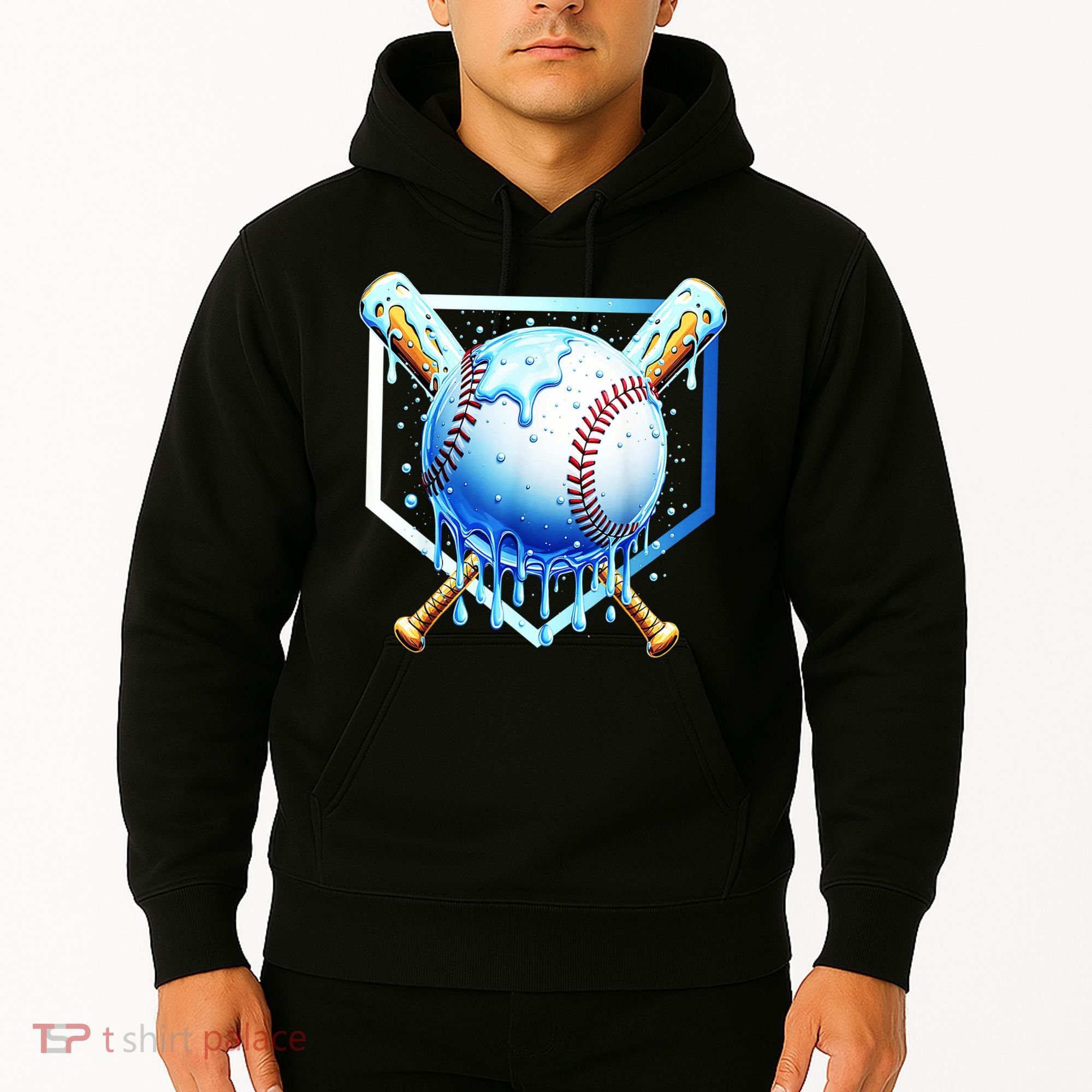 Baseball Home Plate Ice Cream Drip Sprinkles Drip Hoodie