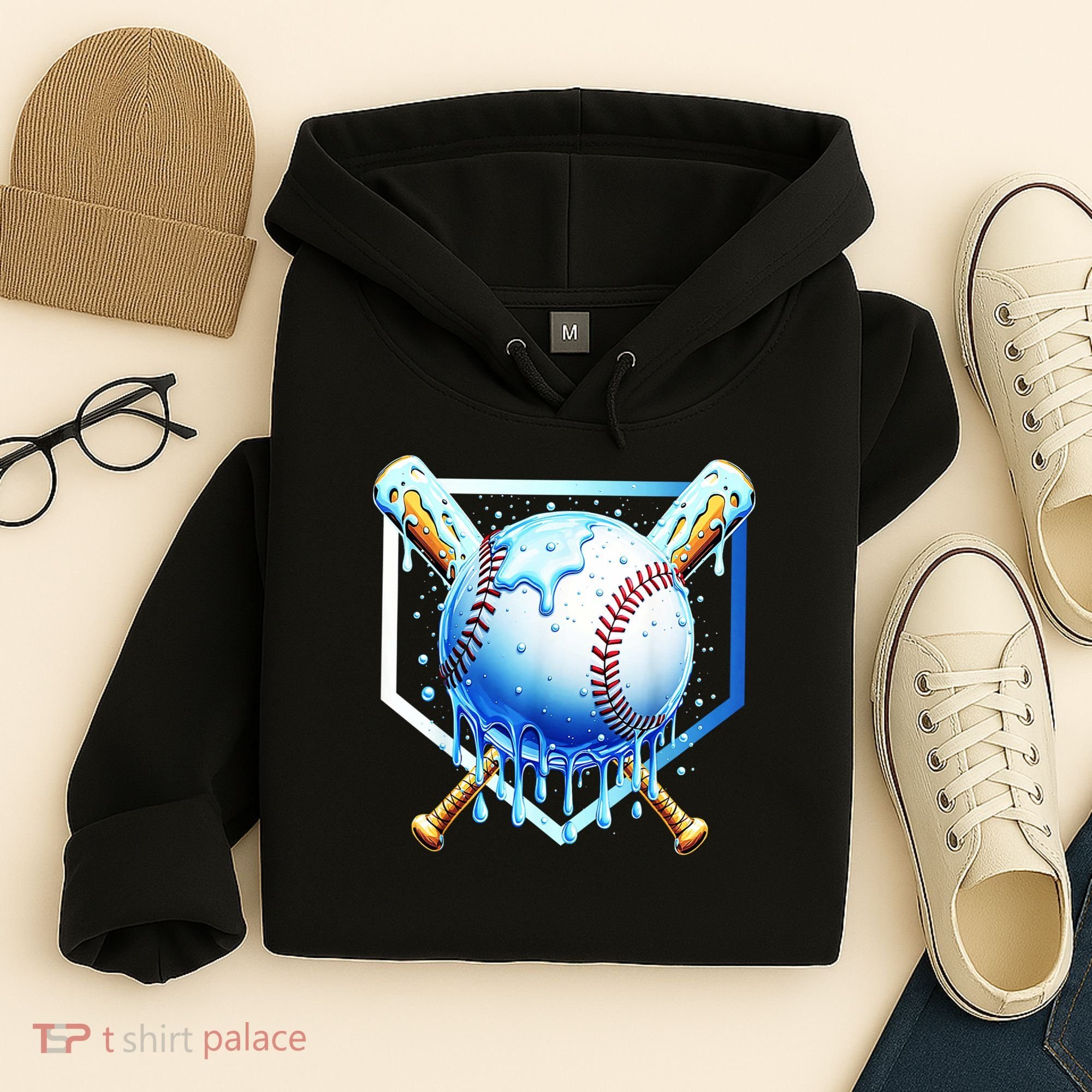 Baseball Home Plate Ice Cream Drip Sprinkles Drip Hoodie