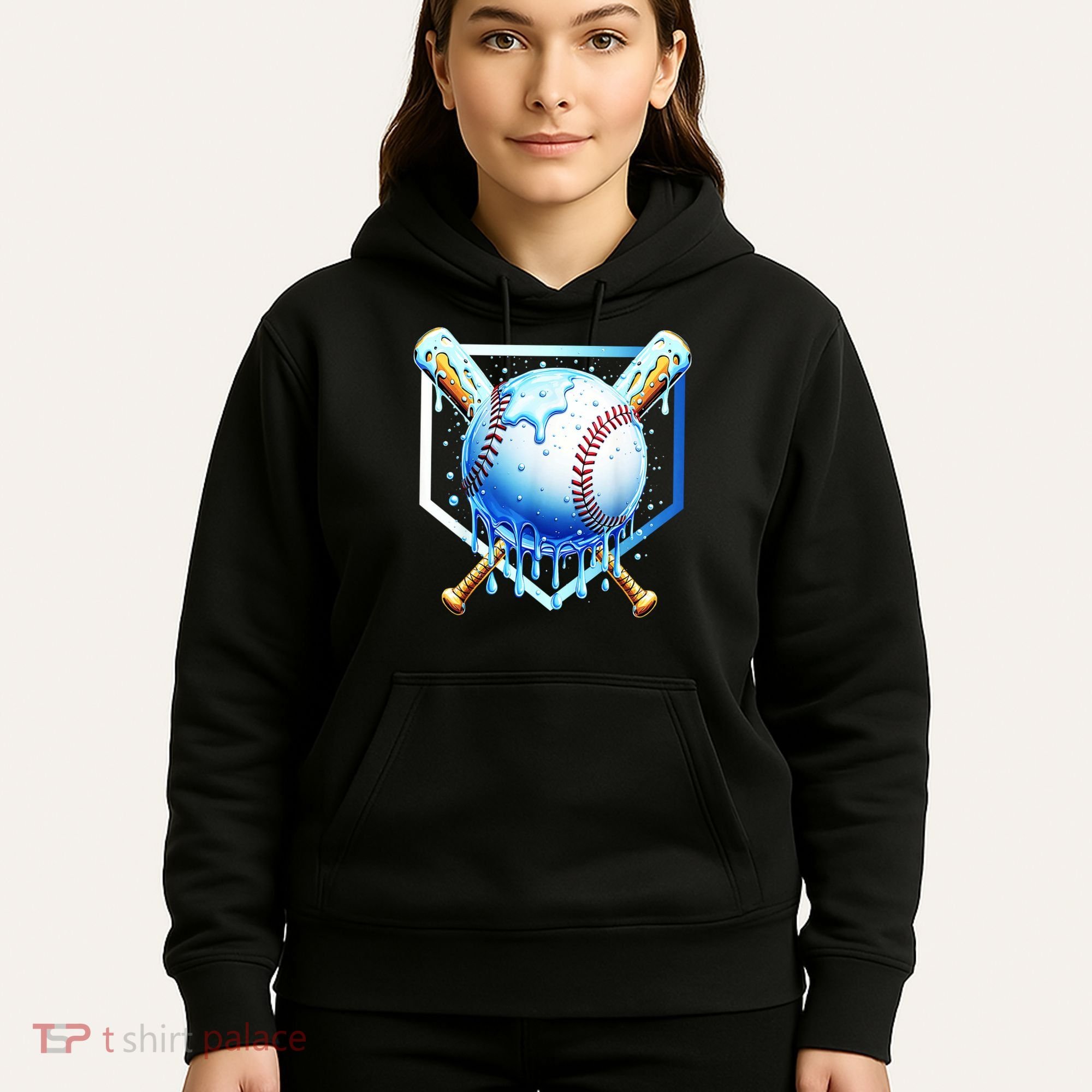 Baseball Home Plate Ice Cream Drip Sprinkles Drip Hoodie
