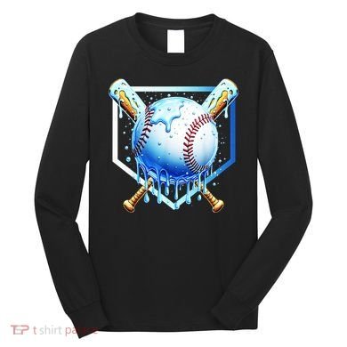 Baseball Home Plate Ice Cream Drip Sprinkles Drip Long Sleeve Shirt