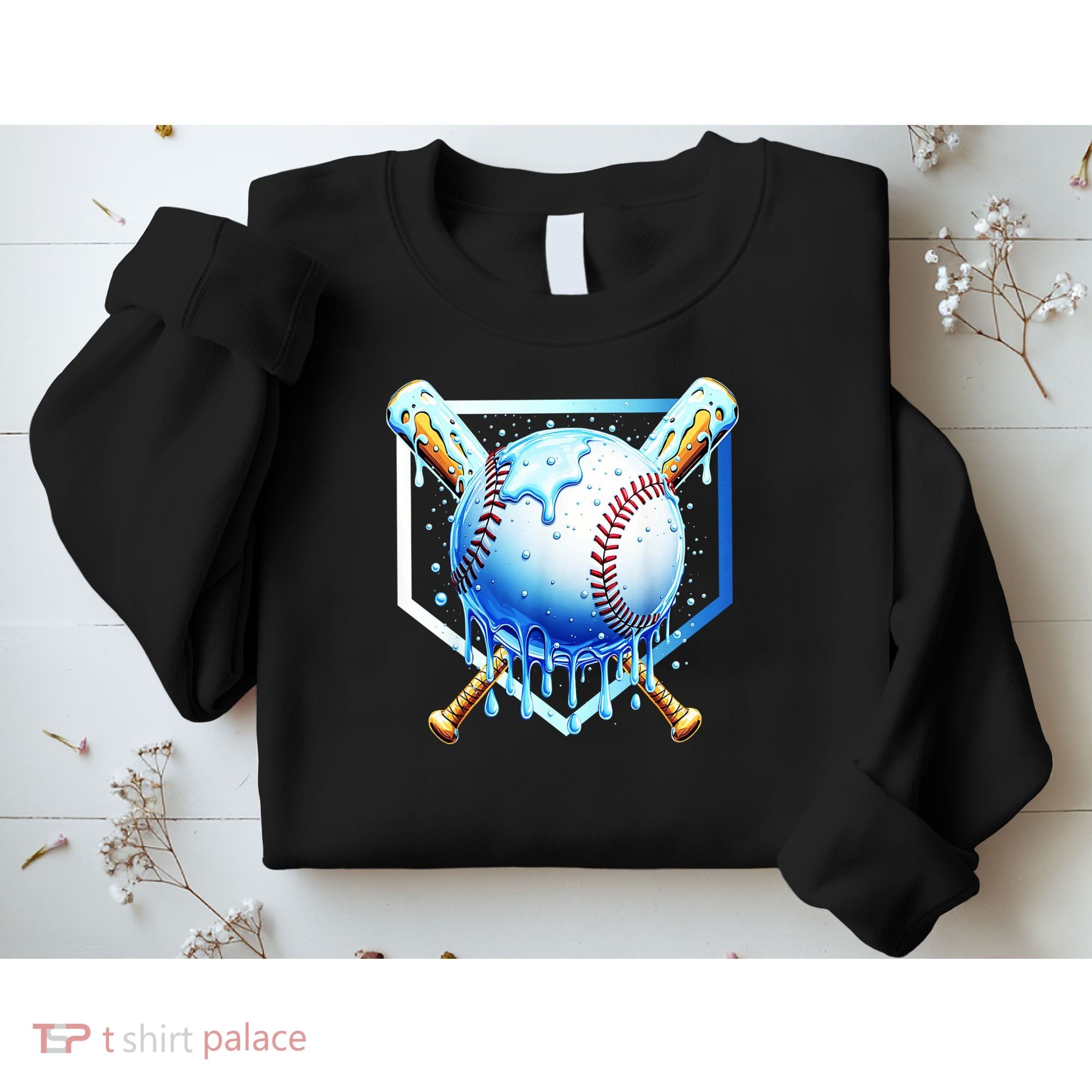 Baseball Home Plate Ice Cream Drip Sprinkles Drip Sweatshirt