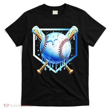 Baseball Home Plate Ice Cream Drip Sprinkles Drip T-Shirt