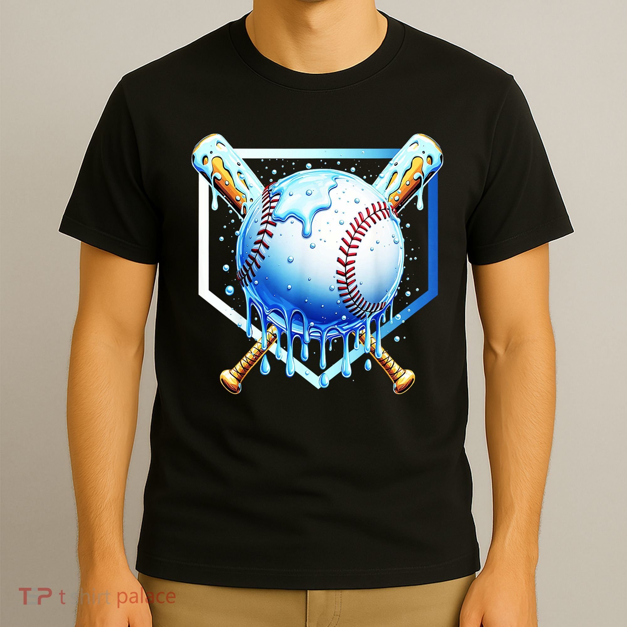 Baseball Home Plate Ice Cream Drip Sprinkles Drip T-Shirt