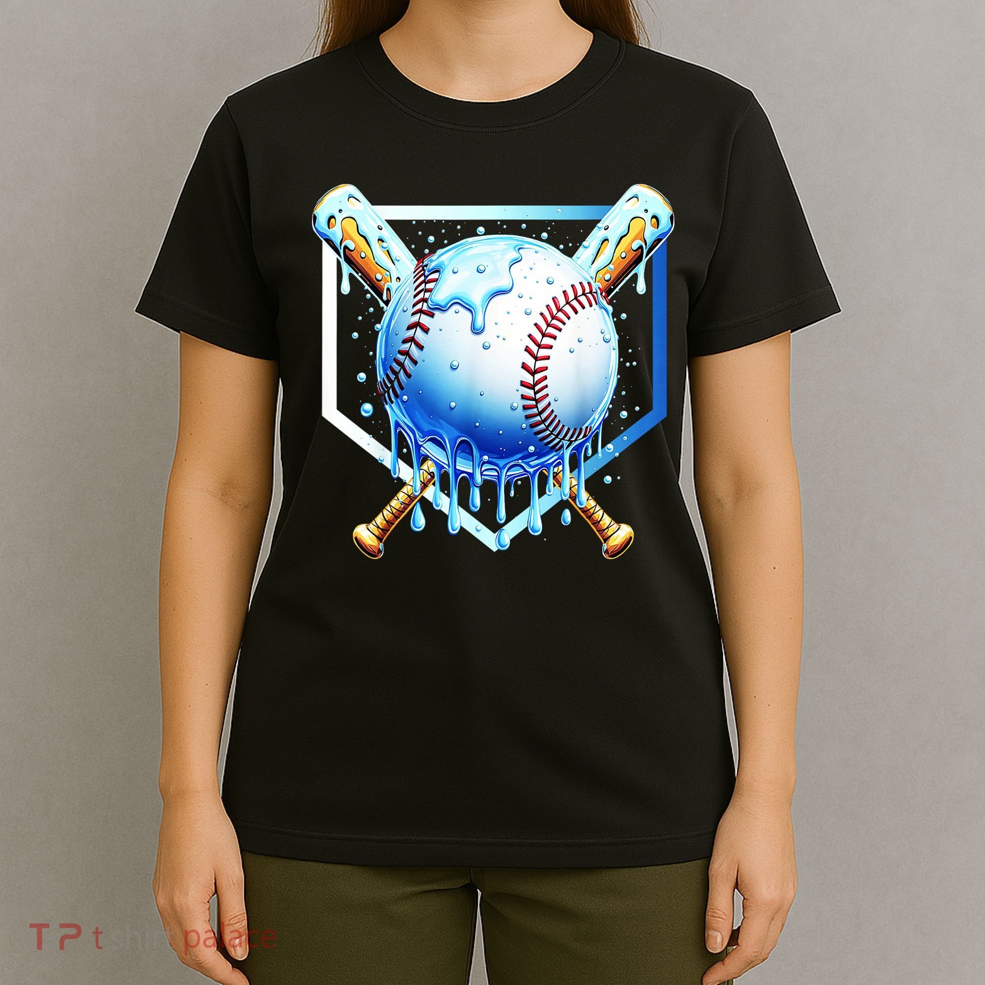 Baseball Home Plate Ice Cream Drip Sprinkles Drip T-Shirt