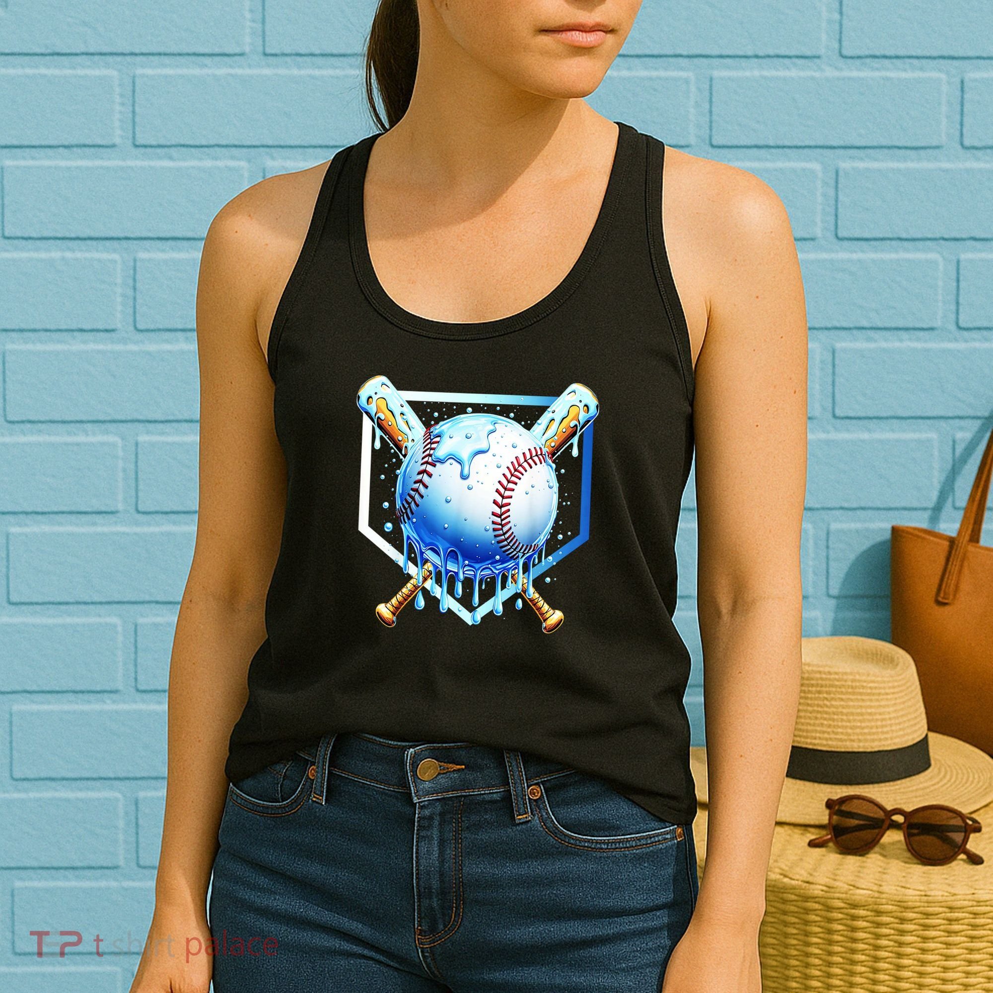 Baseball Home Plate Ice Cream Drip Sprinkles Drip Women's Tank Top