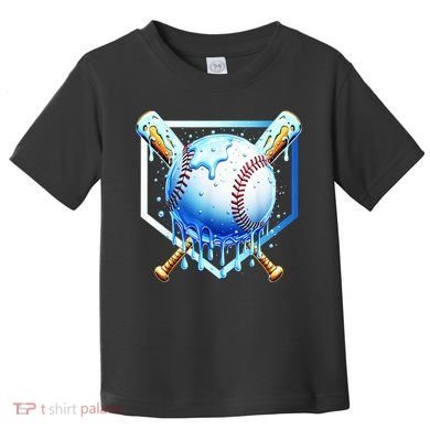 Baseball Home Plate Ice Cream Drip Sprinkles Drip Toddler T-Shirt