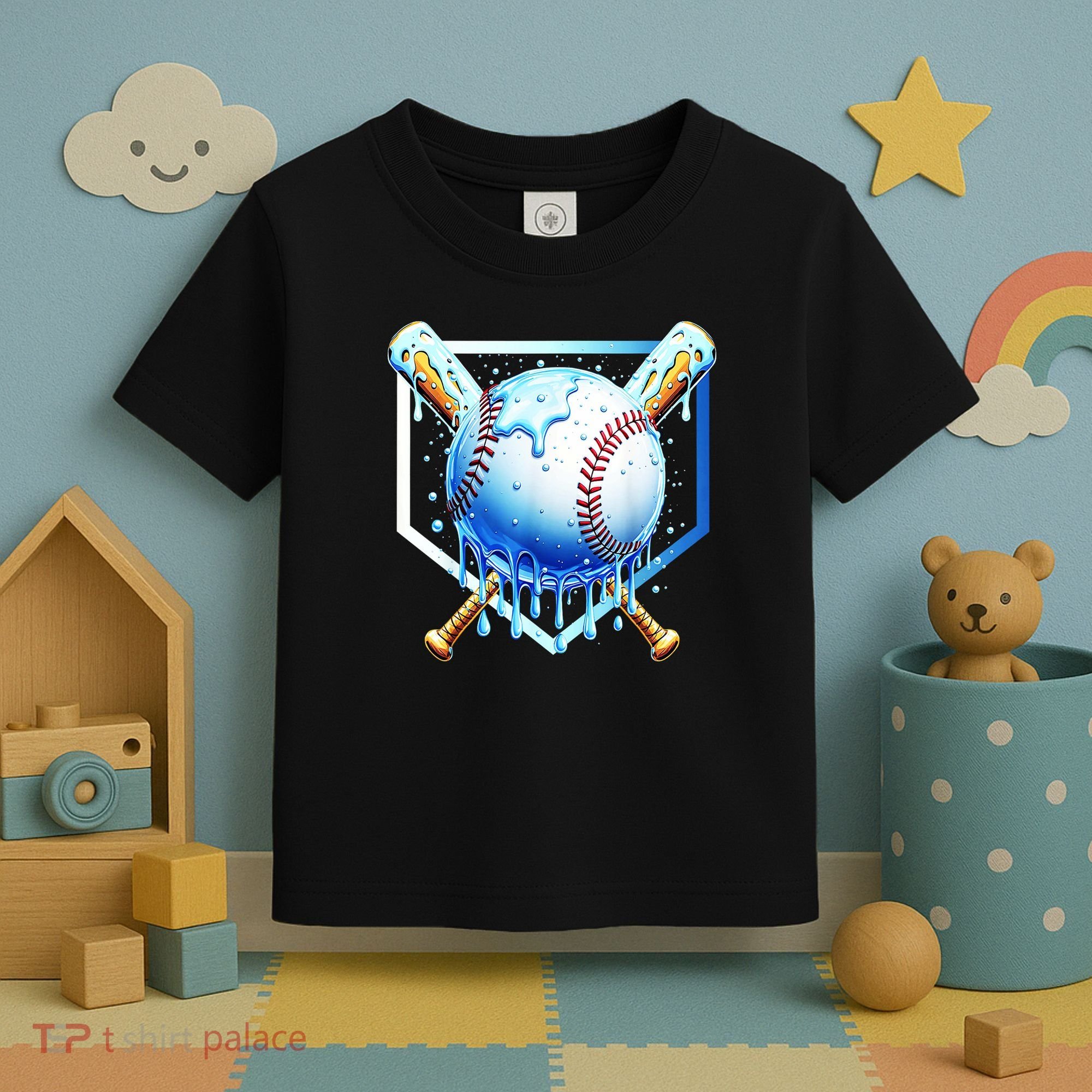 Baseball Home Plate Ice Cream Drip Sprinkles Drip Toddler T-Shirt