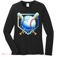 Baseball Home Plate Ice Cream Drip Sprinkles Drip Women's Long Sleeve Shirt thumb 0
