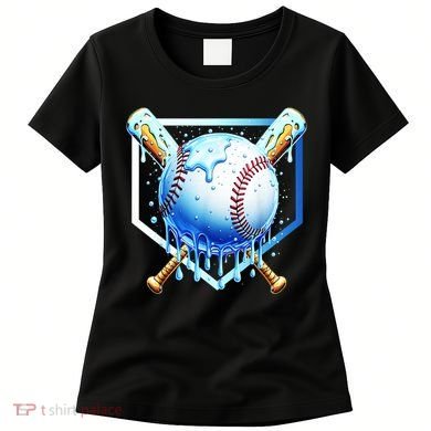 Baseball Home Plate Ice Cream Drip Sprinkles Drip Women's T-Shirt