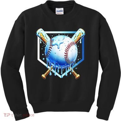 Baseball Home Plate Ice Cream Drip Sprinkles Drip Kids Sweatshirt
