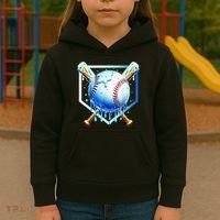 Baseball Home Plate Ice Cream Drip Sprinkles Drip Kids Hoodie thumb 3