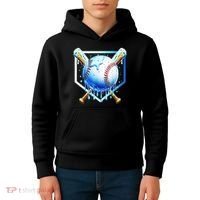 Baseball Home Plate Ice Cream Drip Sprinkles Drip Kids Hoodie thumb 4