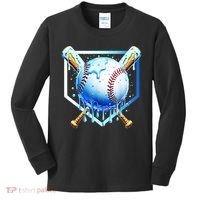 Baseball Home Plate Ice Cream Drip Sprinkles Drip Kids Long Sleeve Shirt thumb 0