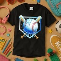 Baseball Home Plate Ice Cream Drip Sprinkles Drip Kids T-Shirt thumb 3