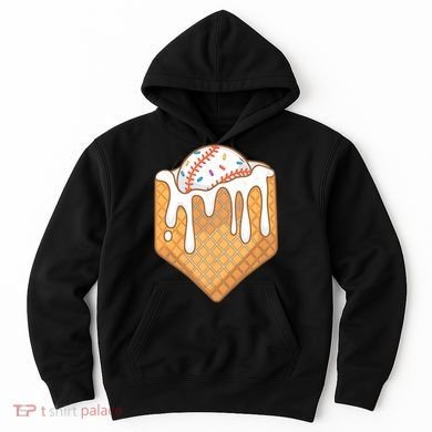Baseball Home Plate Ice Cream Drip Fun Sports Lover Hoodie