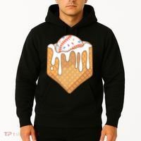 Baseball Home Plate Ice Cream Drip Fun Sports Lover Hoodie thumb 2
