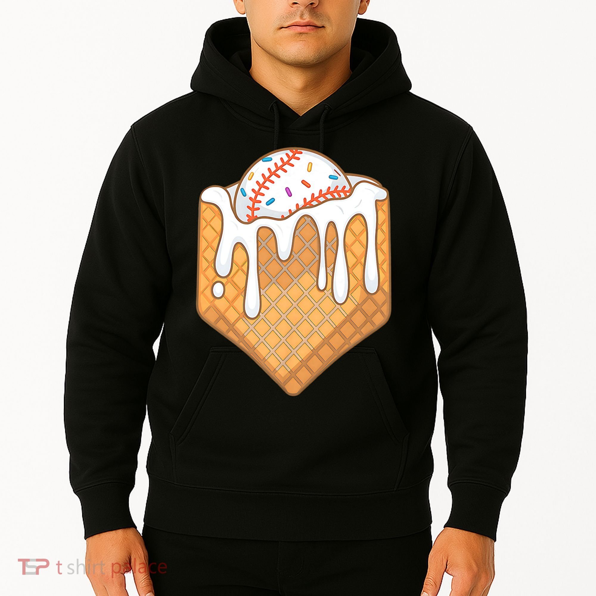 Baseball Home Plate Ice Cream Drip Fun Sports Lover Hoodie