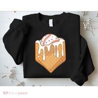 Baseball Home Plate Ice Cream Drip Fun Sports Lover Sweatshirt thumb 2