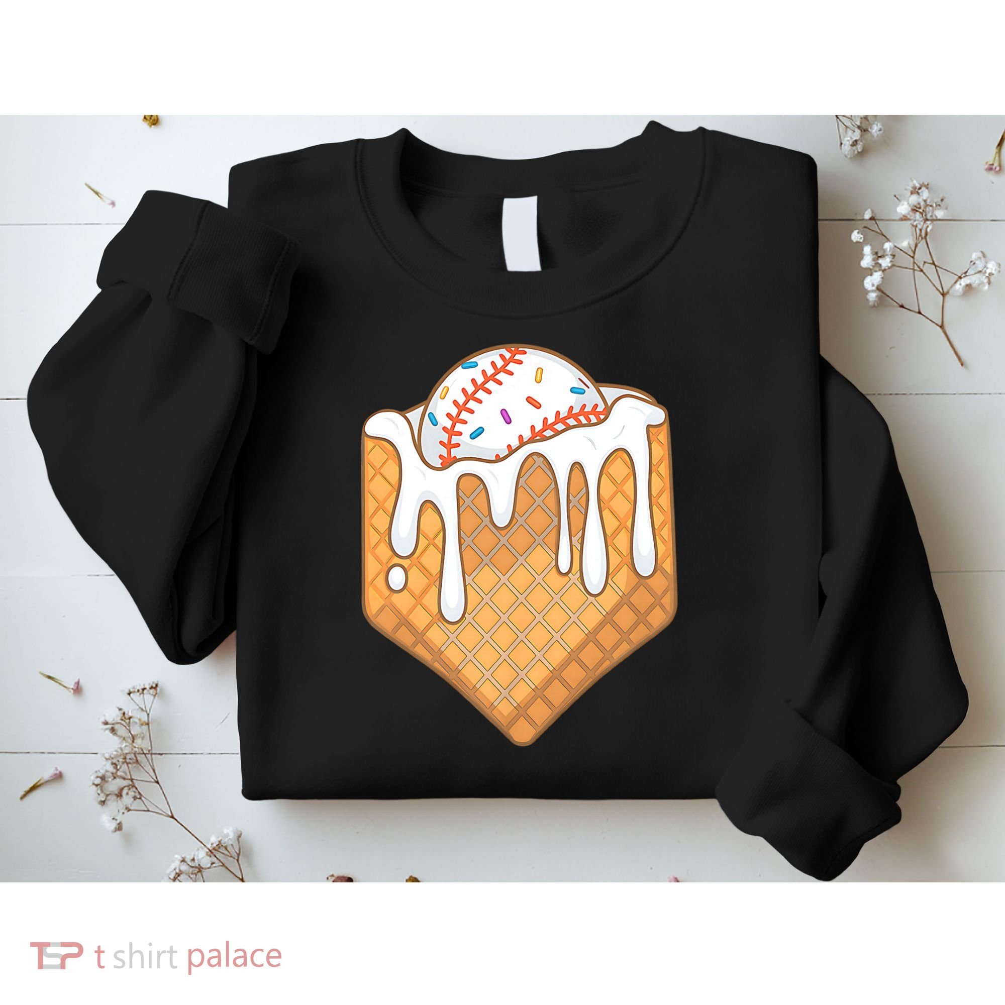 Baseball Home Plate Ice Cream Drip Fun Sports Lover Sweatshirt