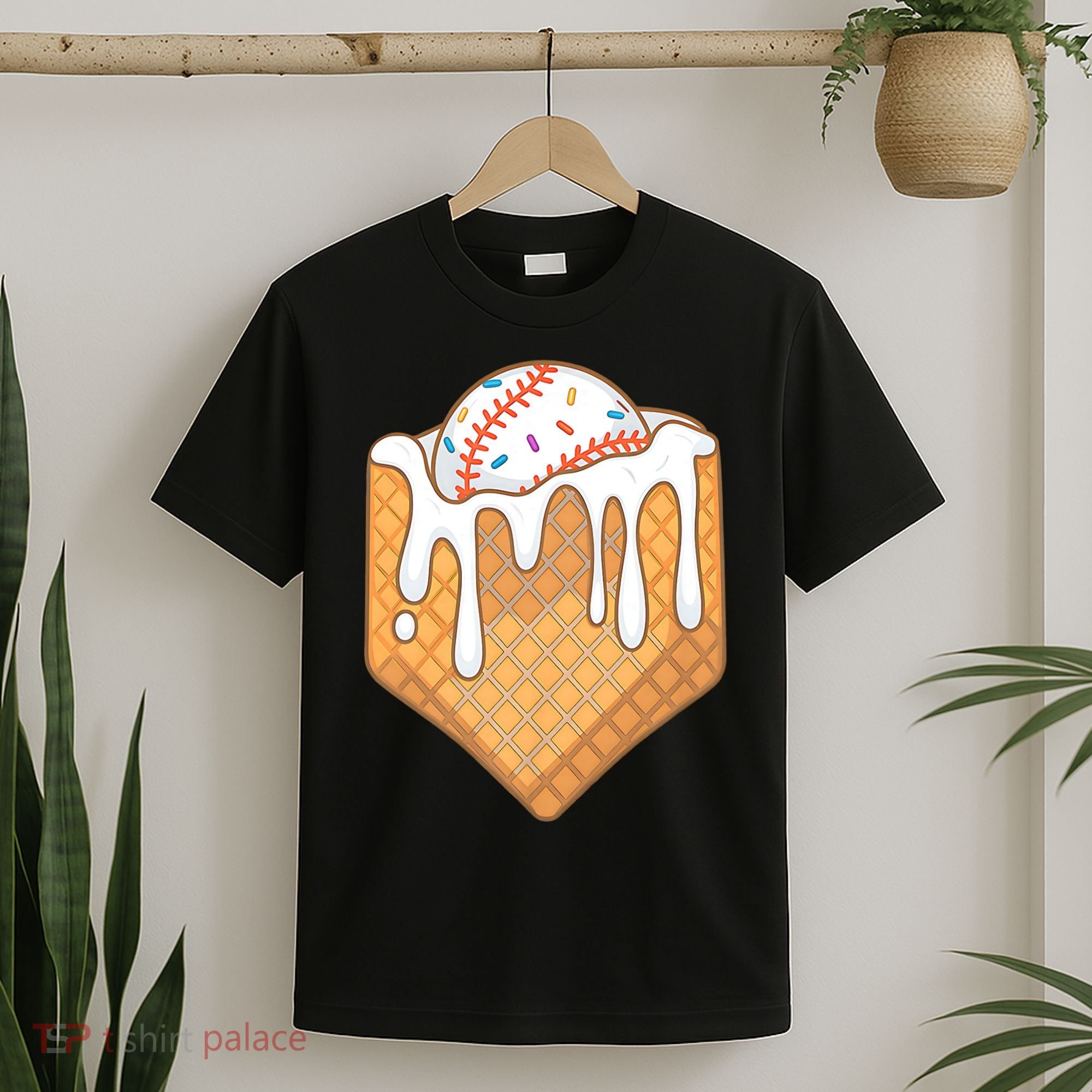 Baseball Home Plate Ice Cream Drip Fun Sports Lover T-Shirt